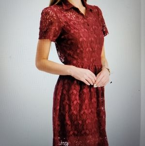 Women Junio lace Shirt dress, Brick Red/Burgundy